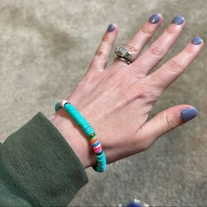 Heishi Bracelet Surfer Women Stackable clay Beaded Stretch Bracelet